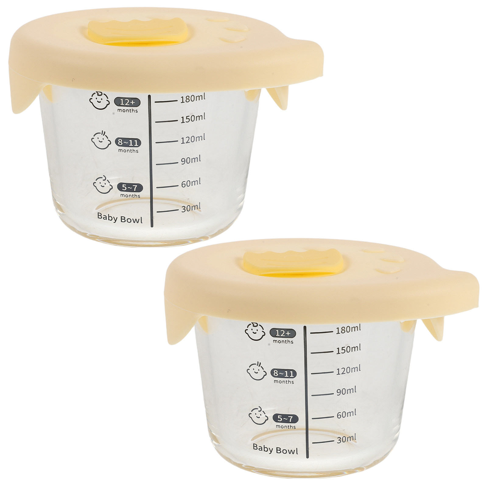 Baby Food Glass Containers - 2Pcs Baby Food Storage Bowls Glass