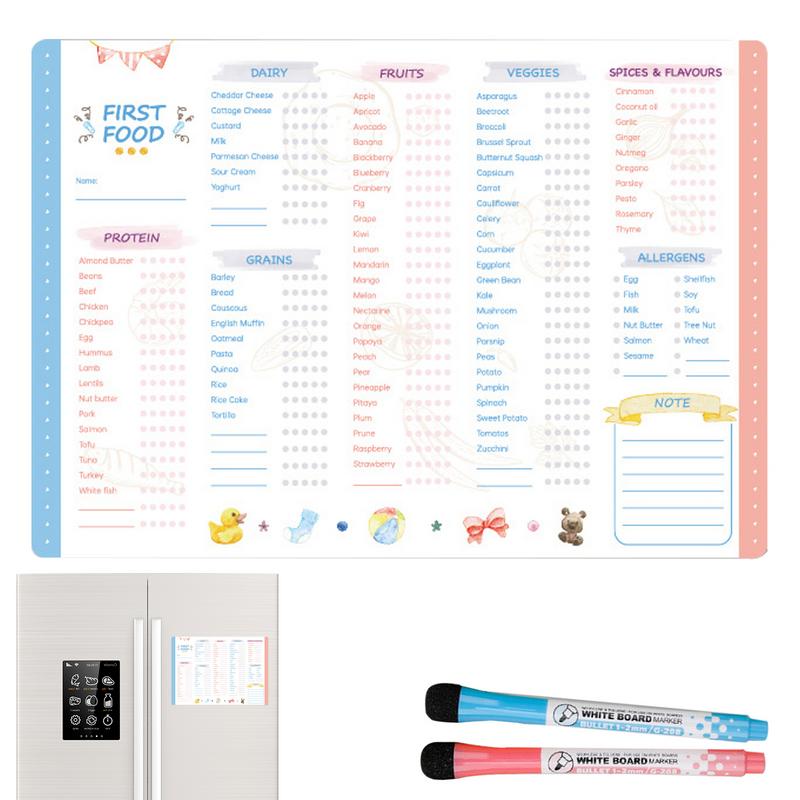 Baby Food Tracker - Reusable First Foods Tracker Checklist Fidget