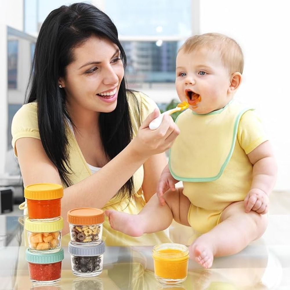 Baby Food Glass Containers - 6pcs Glass Baby Food Jar Reusable