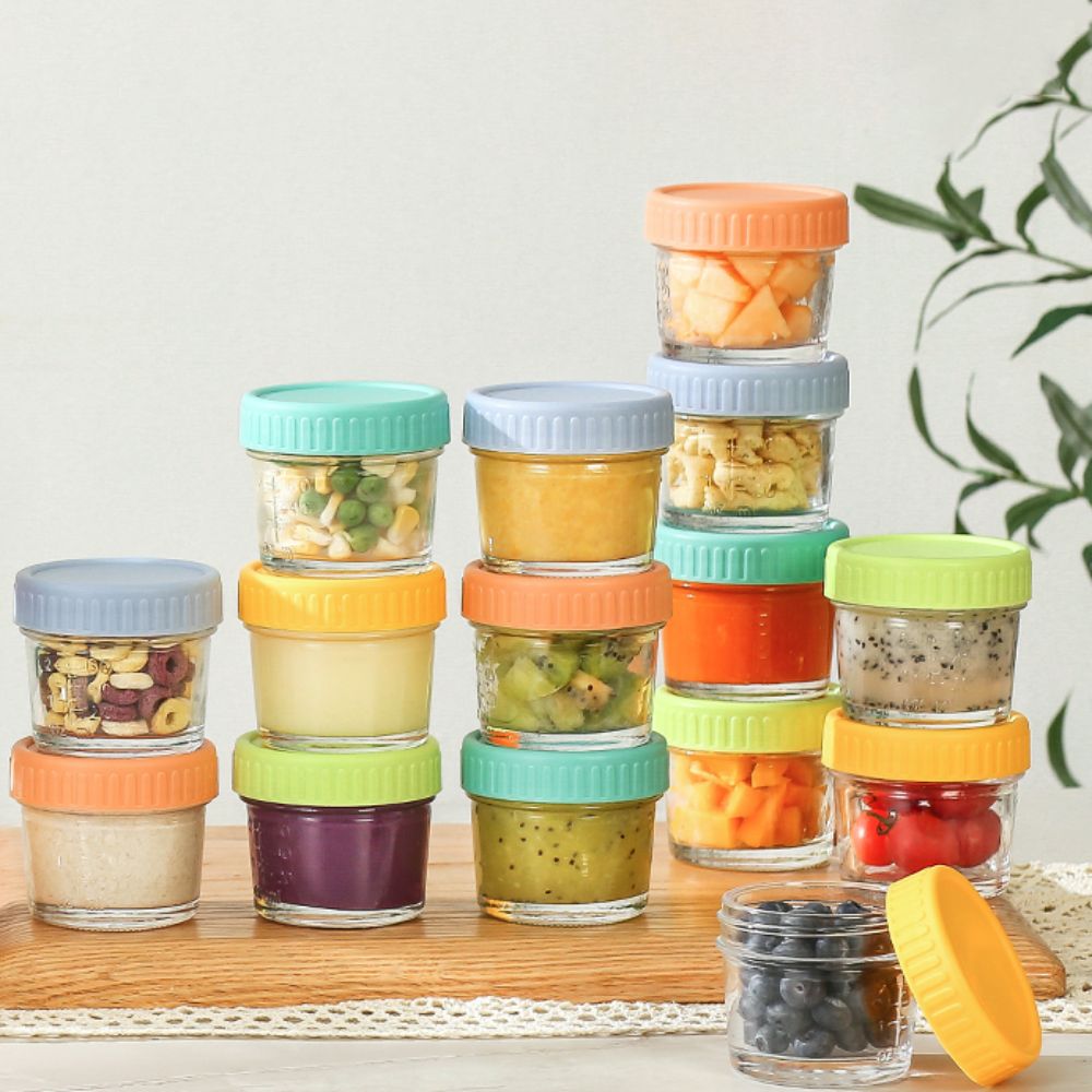 Baby Food Glass Containers - 6pcs Mason Jar Glass Baby Food