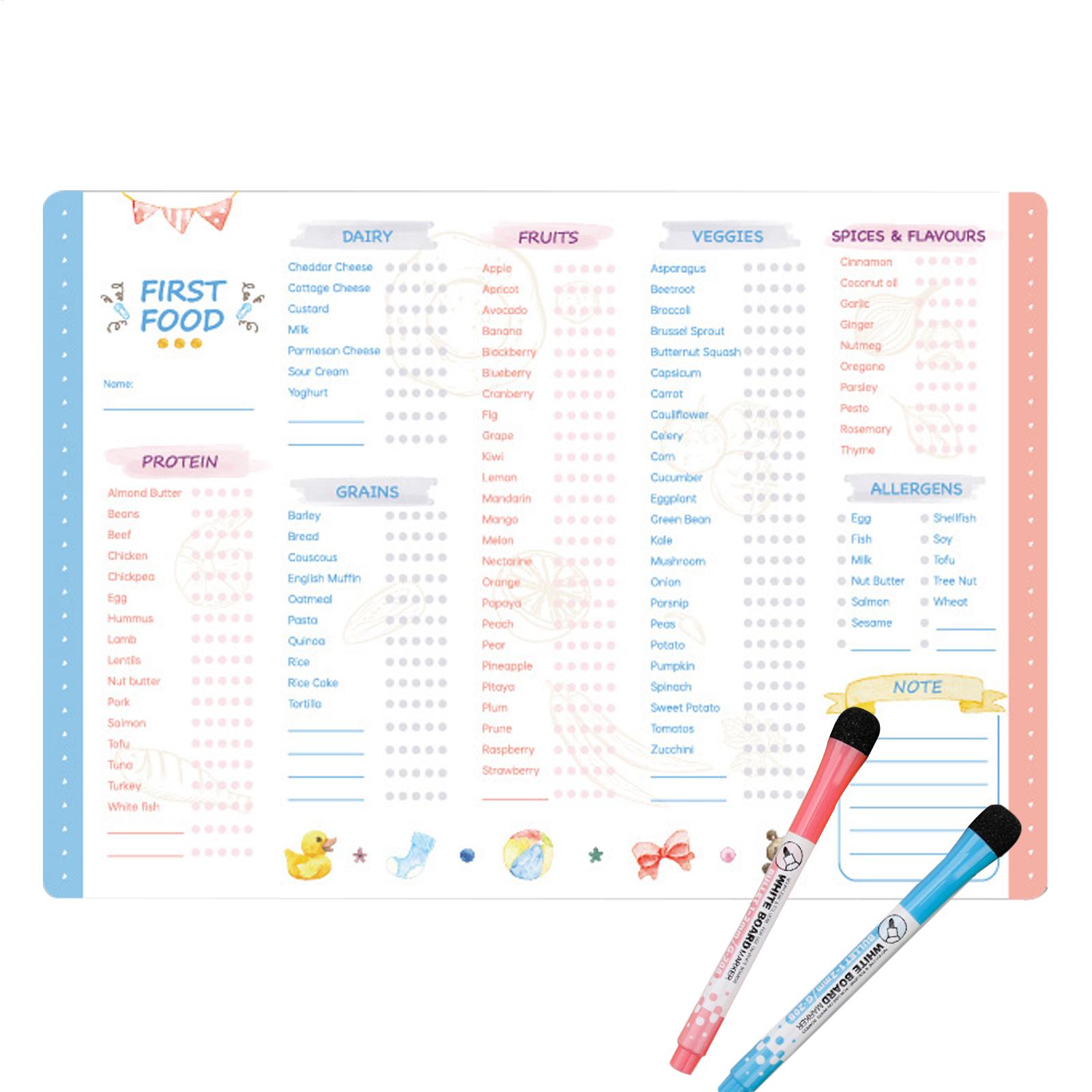 Baby Food Tracker - First Foods Chart Magnetic Baby First