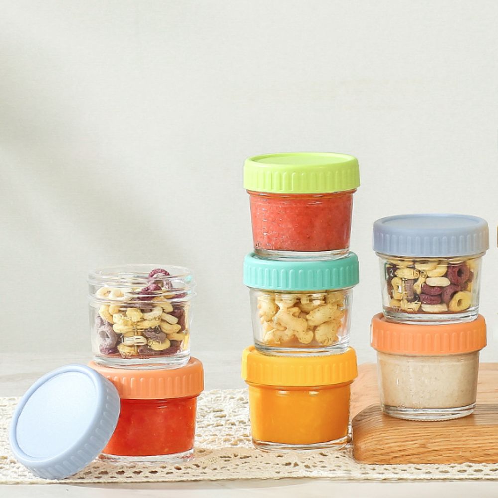 Baby Food Glass Containers - 6pcs Glass Baby Food Jar Reusable