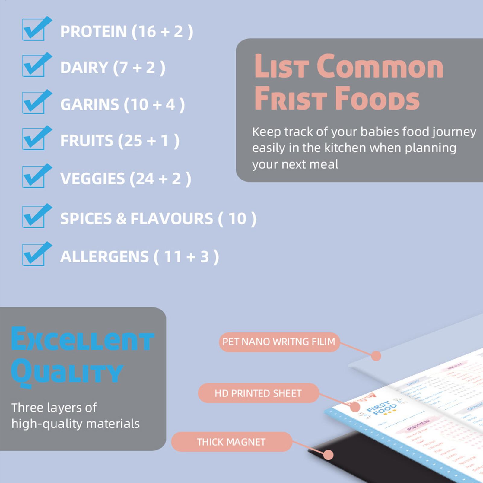 Magnetic Baby First Foods Chec - Baby Food Tracker 评论和价格